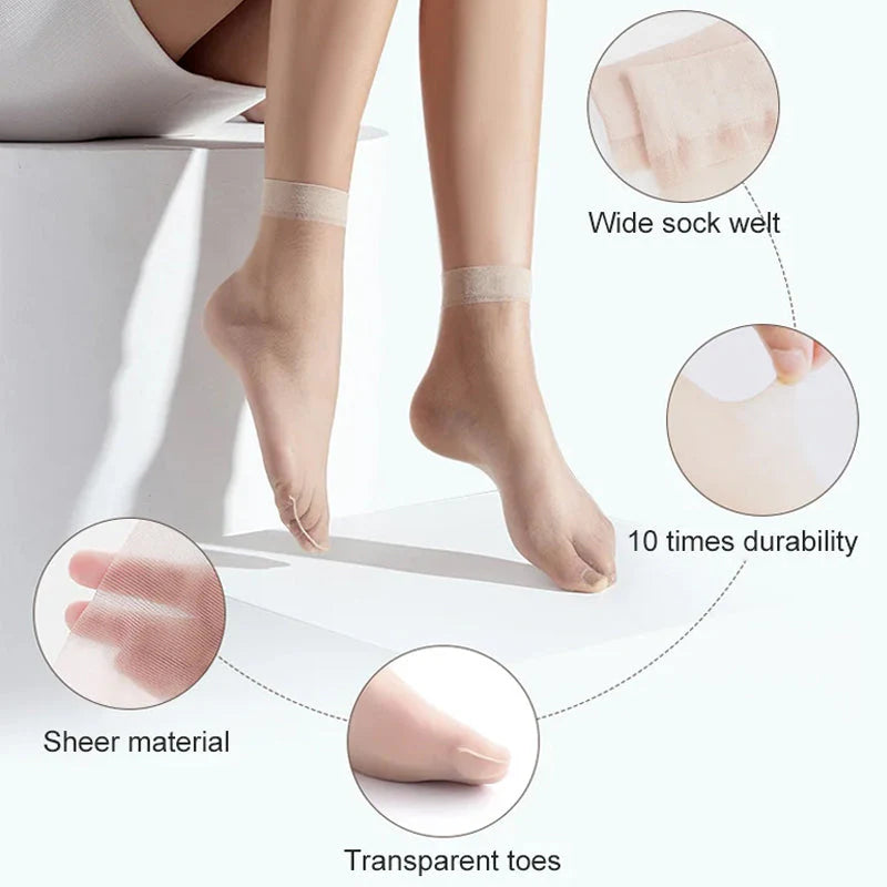 Women's Sheer Crystal Silk Socks