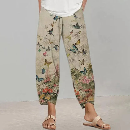 Women's Butterfly Print Trousers