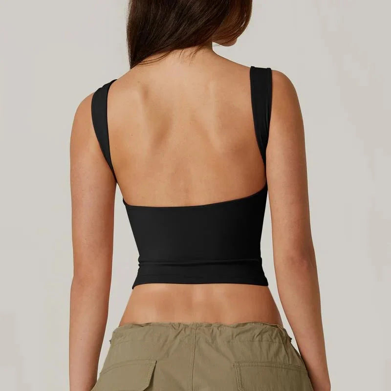 Women's Sexy Open Back Sleeveless Crop Tank