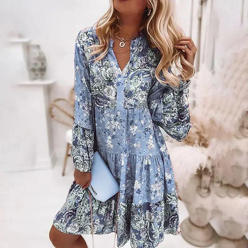 Long-Sleeved Floral Dress