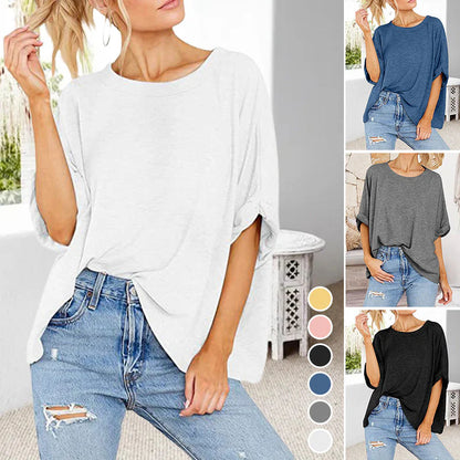Round Neckline Oversized Midi Length Boxy Tee